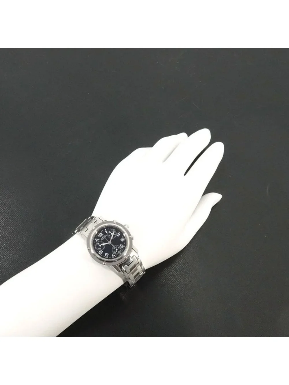 Hermes Clipper Chronograph Vintage Watch Date Black Quartz